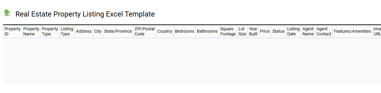Real estate property listing Excel template