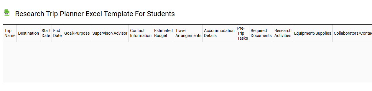 Research trip planner Excel template for students