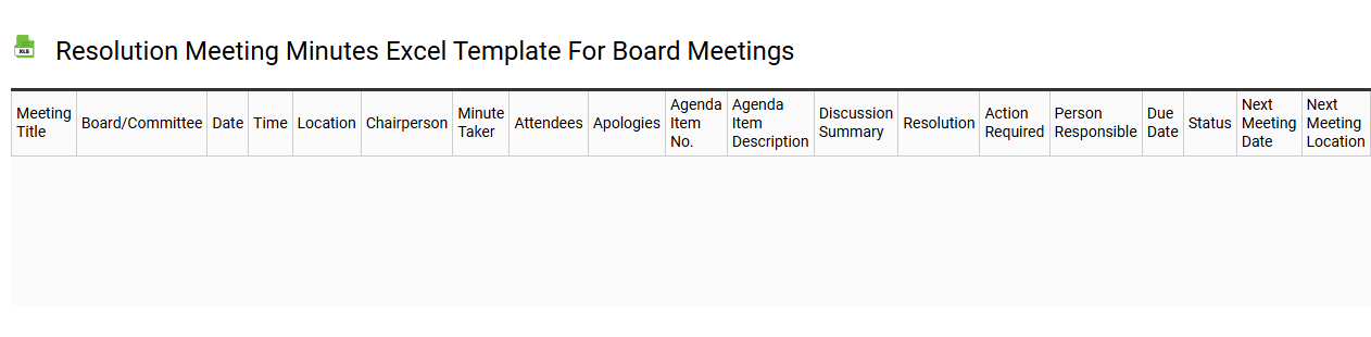 Resolution meeting minutes Excel template for board meetings