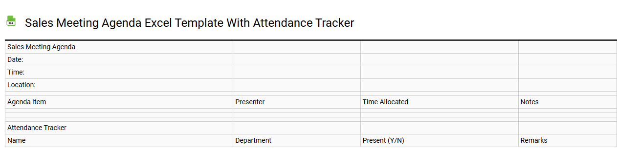 Sales meeting agenda Excel template with attendance tracker