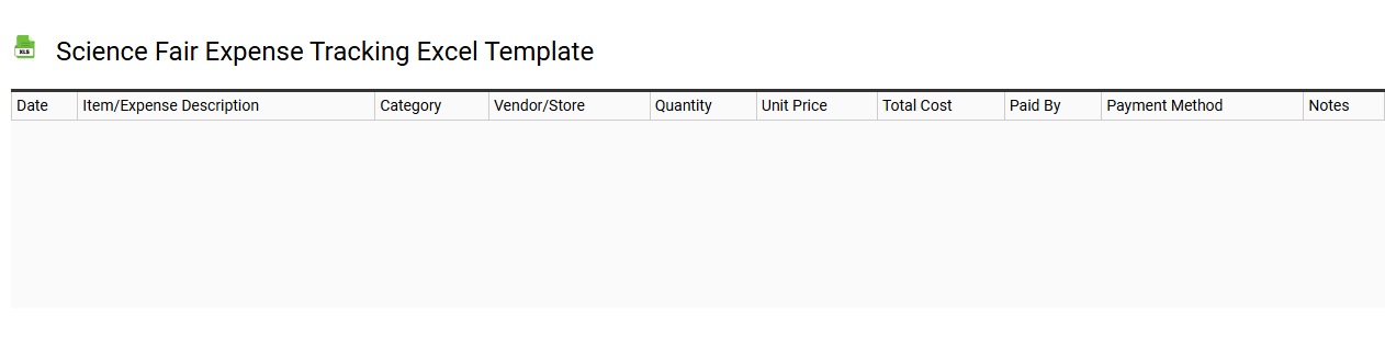 Science fair expense tracking Excel template