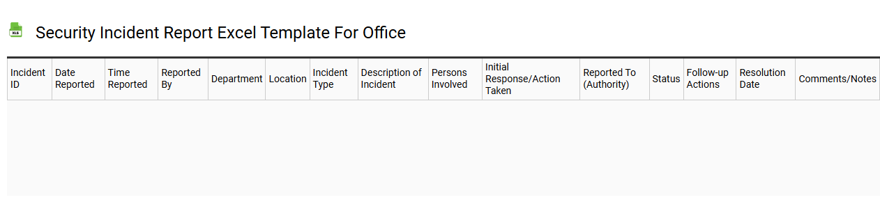 Security incident report Excel template for office