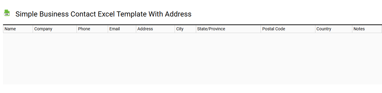 Simple business contact Excel template with address
