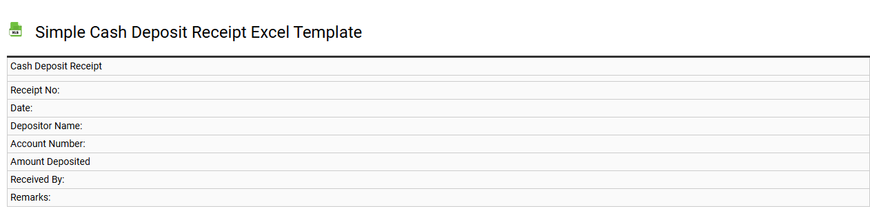 Simple cash deposit receipt Excel template