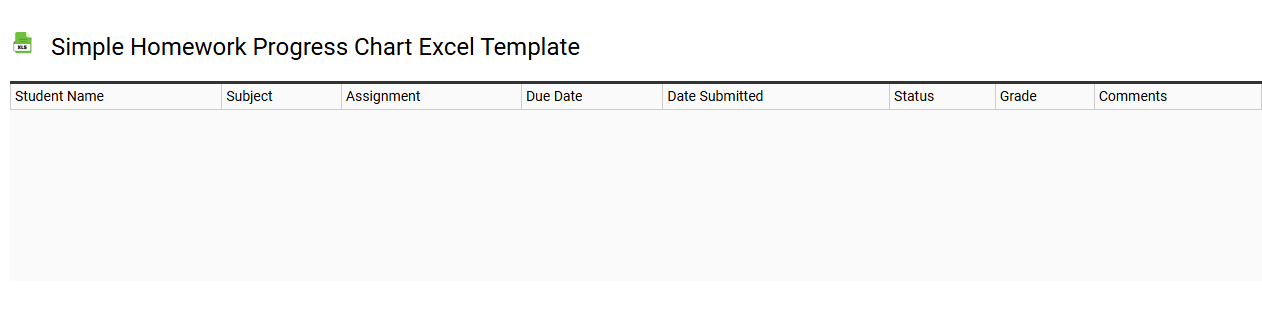 Simple homework progress chart Excel template
