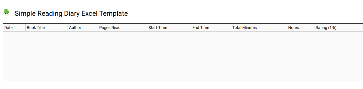 Simple reading diary Excel template