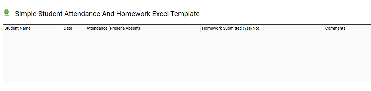 Simple student attendance and homework Excel template