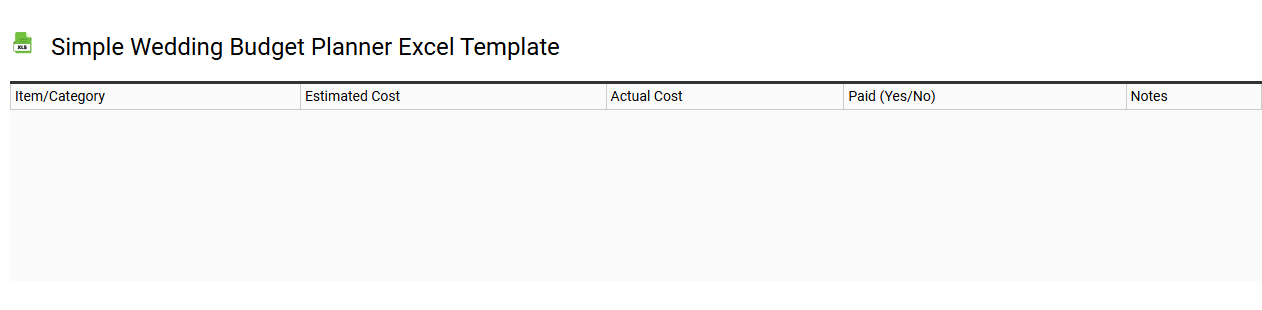 Simple wedding budget planner Excel template