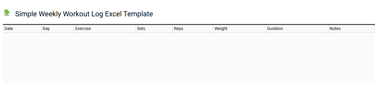 Simple weekly workout log Excel template