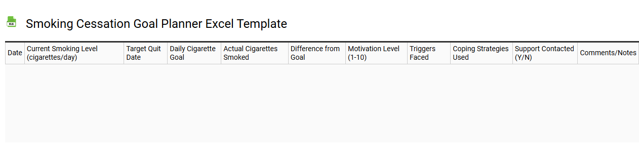 Smoking cessation goal planner Excel template