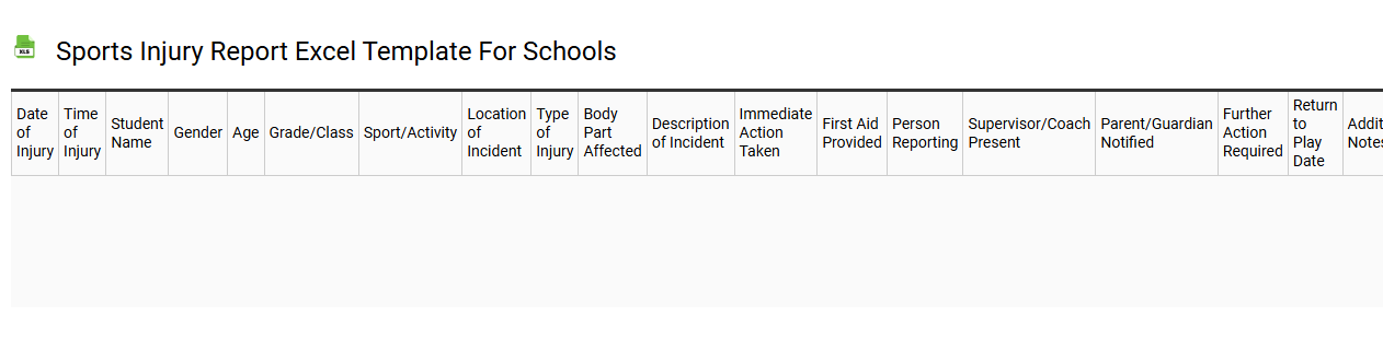 Sports injury report Excel template for schools