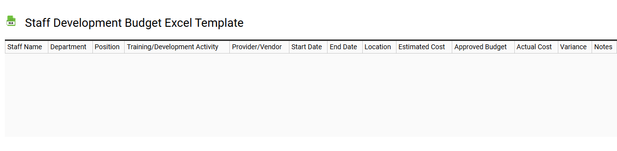 Staff development budget Excel template