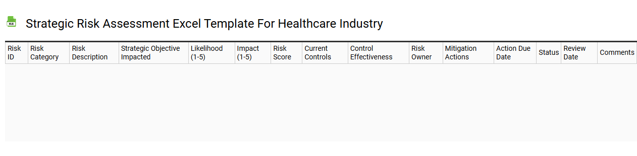Strategic risk assessment Excel template for healthcare industry