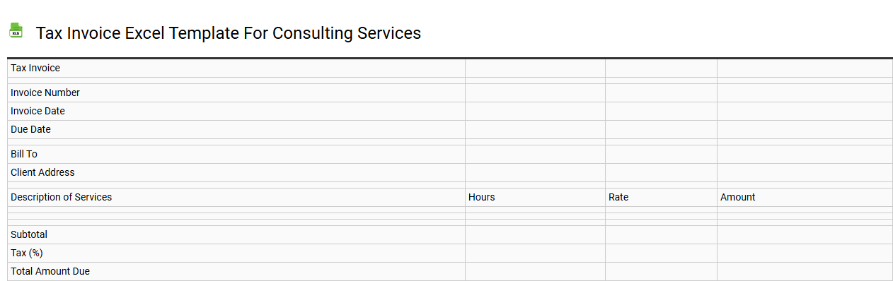 Tax invoice Excel template for consulting services