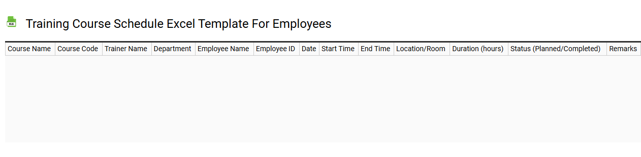 Training course schedule Excel template for employees