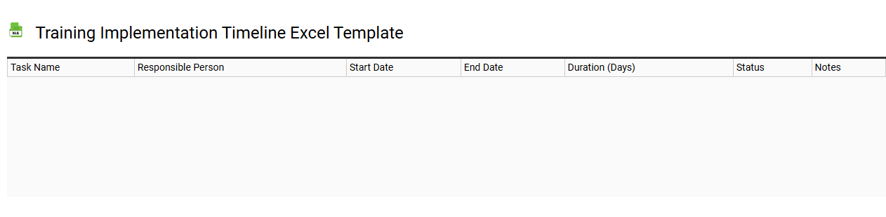 Training implementation timeline Excel template