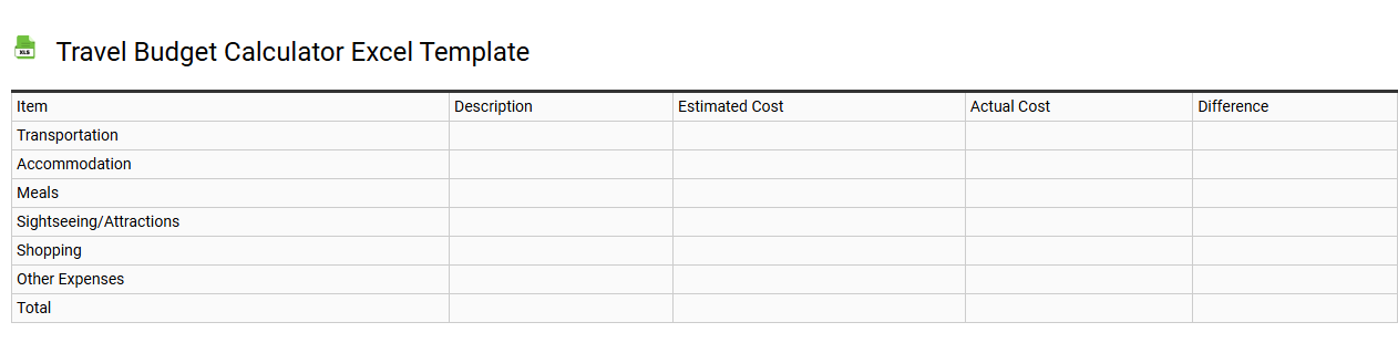 Travel budget calculator Excel template