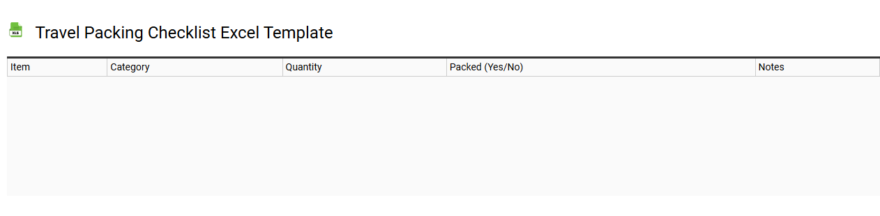 Travel packing checklist Excel template