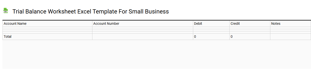 Trial balance worksheet Excel template for small business