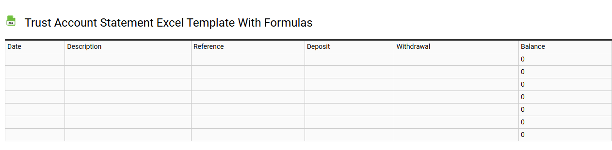 Trust account statement Excel template with formulas