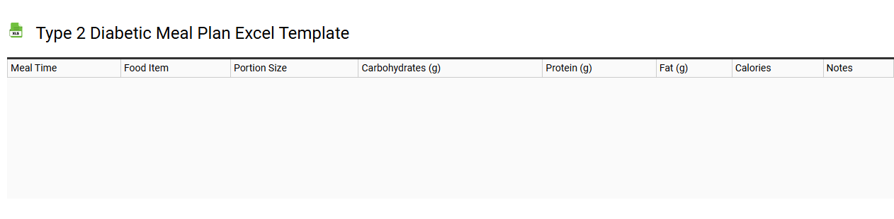 Type 2 diabetic meal plan Excel template