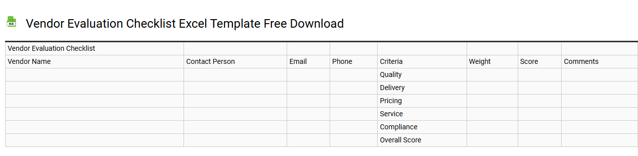 Vendor evaluation checklist Excel template free download