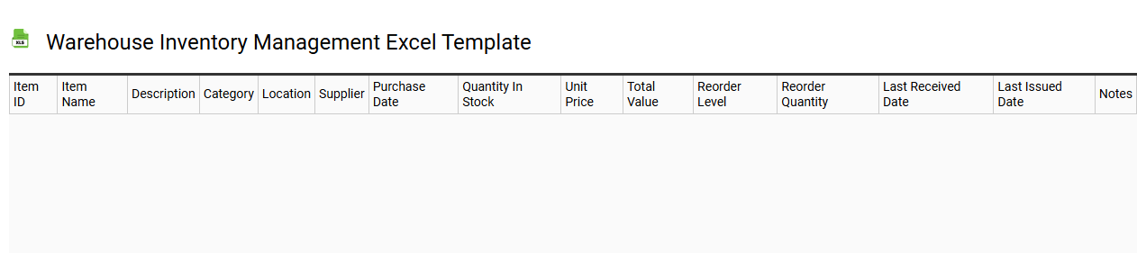 Warehouse inventory management Excel template