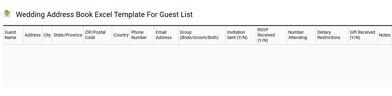Wedding address book Excel template for guest list