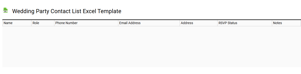 Wedding party contact list Excel template
