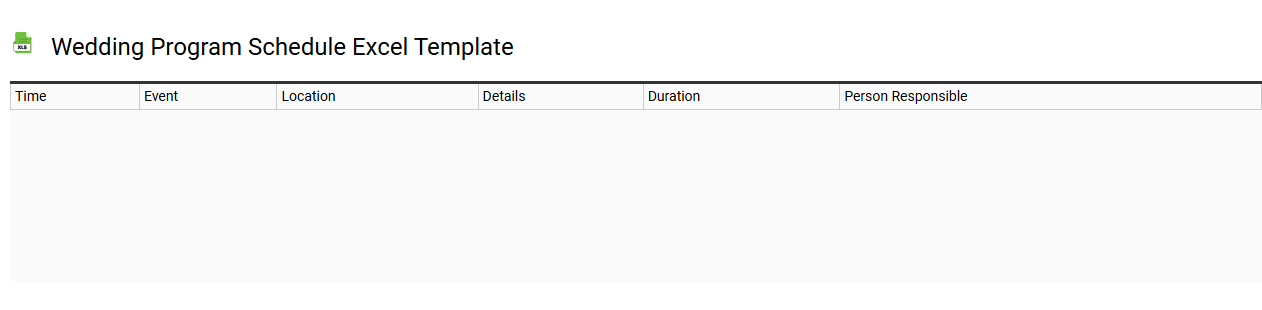 Wedding program schedule Excel template