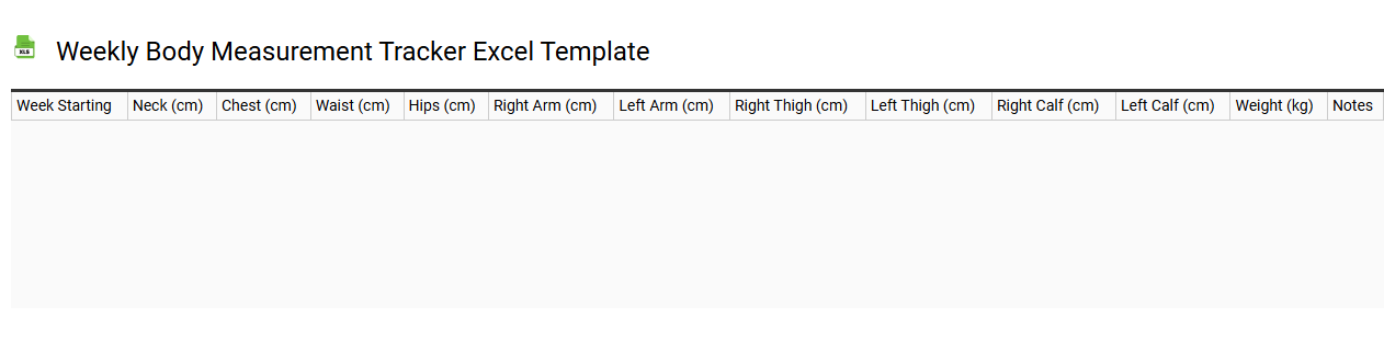 Weekly body measurement tracker Excel template