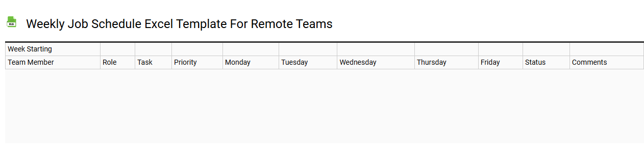 Weekly job schedule Excel template for remote teams
