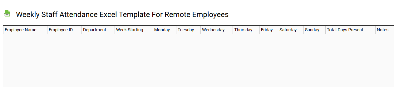 Weekly staff attendance Excel template for remote employees