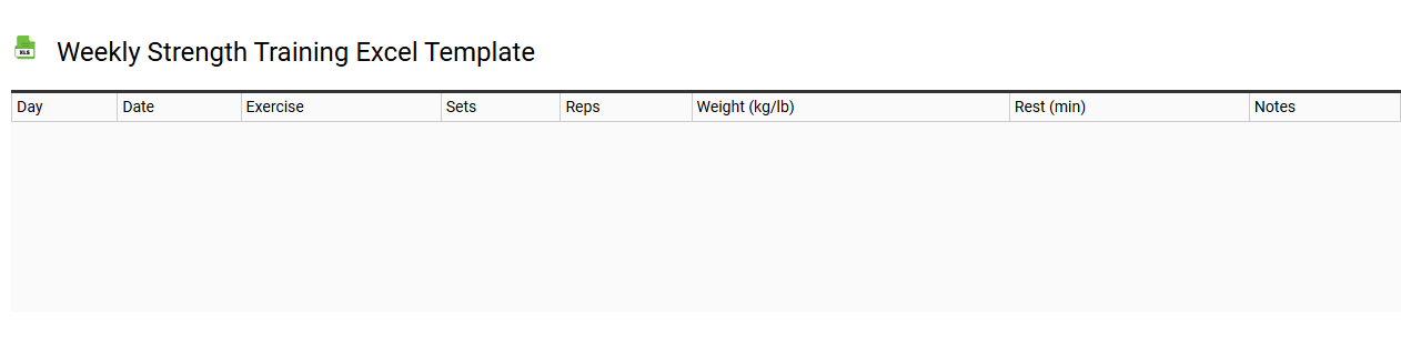 Weekly strength training Excel template