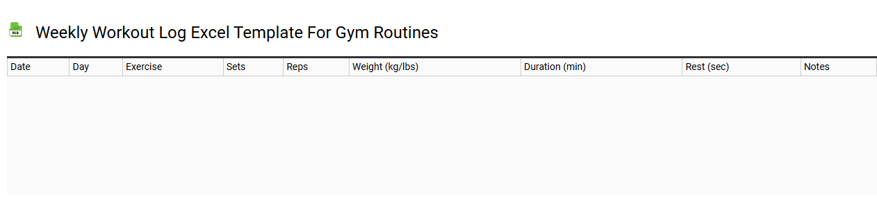 Weekly workout log Excel template for gym routines