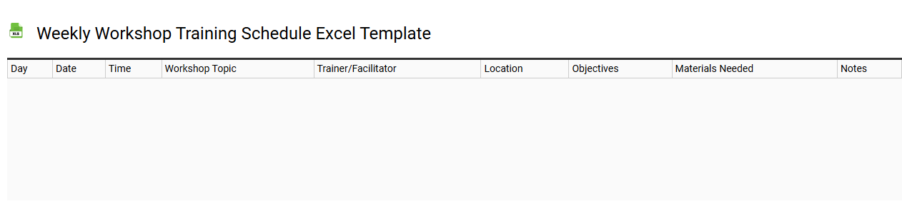Weekly workshop training schedule Excel template