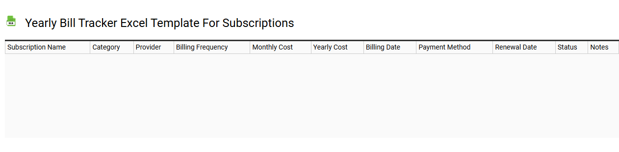 Yearly bill tracker Excel template for subscriptions