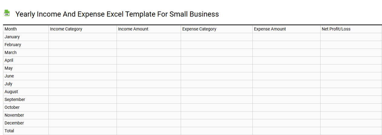 Yearly income and expense Excel template for small business