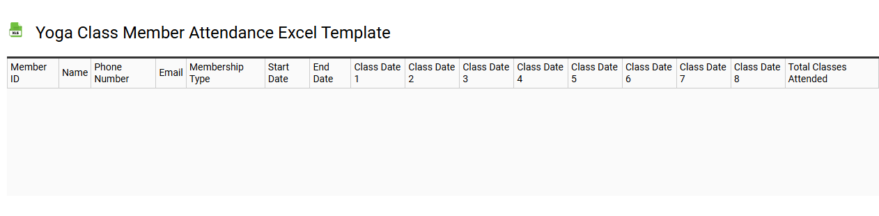 Yoga class member attendance Excel template