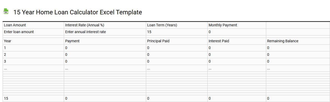 15 year home loan calculator Excel template