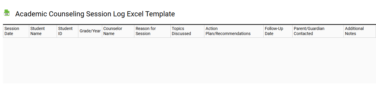 Academic counseling session log Excel template