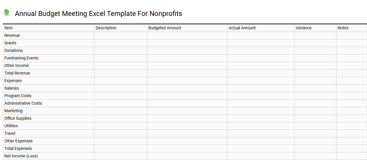 Annual budget meeting Excel template for nonprofits