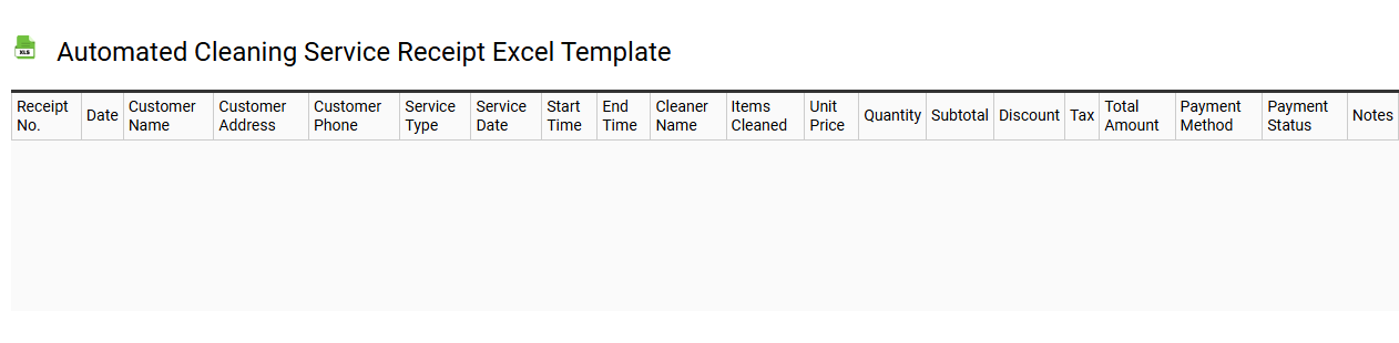 Automated cleaning service receipt Excel template