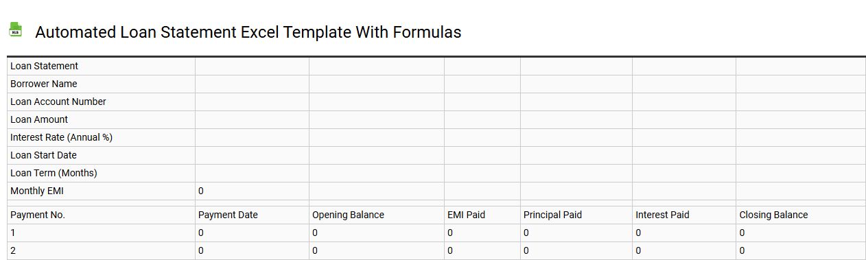 Automated loan statement Excel template with formulas