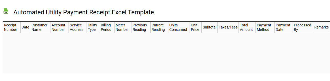 Automated utility payment receipt Excel template