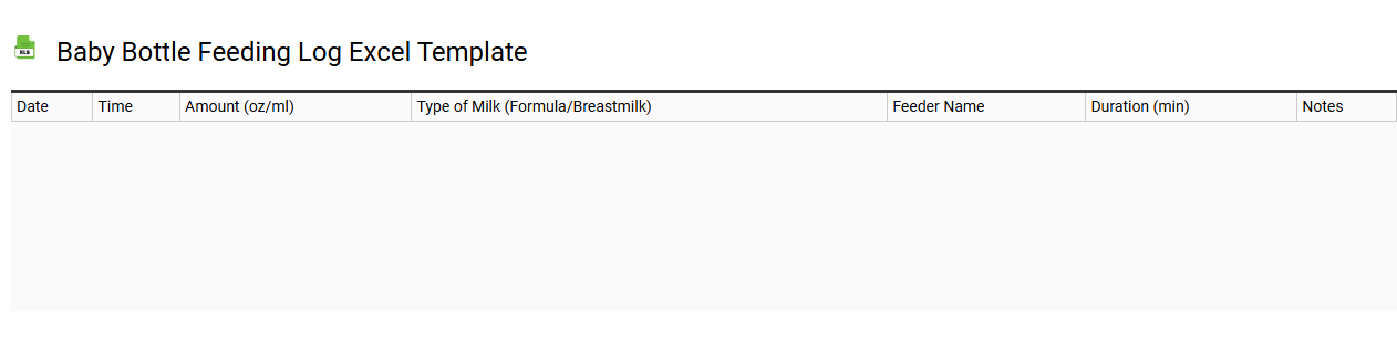 Baby bottle feeding log Excel template