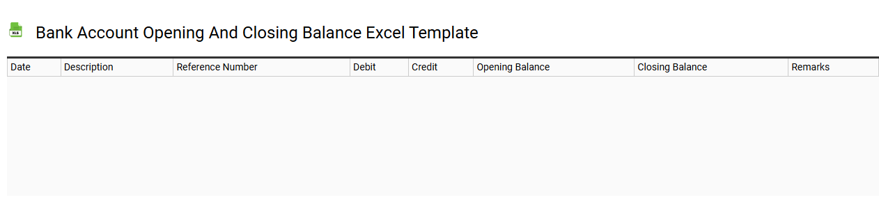 Bank account opening and closing balance Excel template