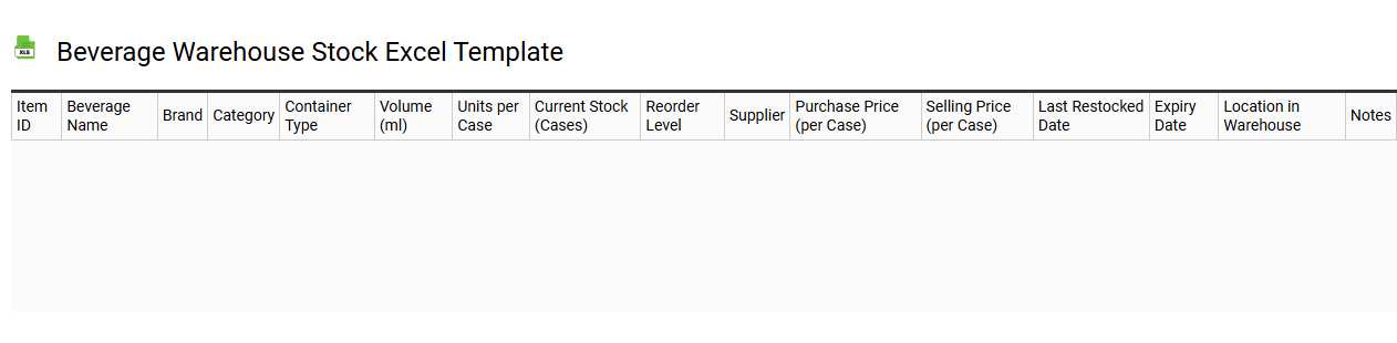 Beverage warehouse stock Excel template