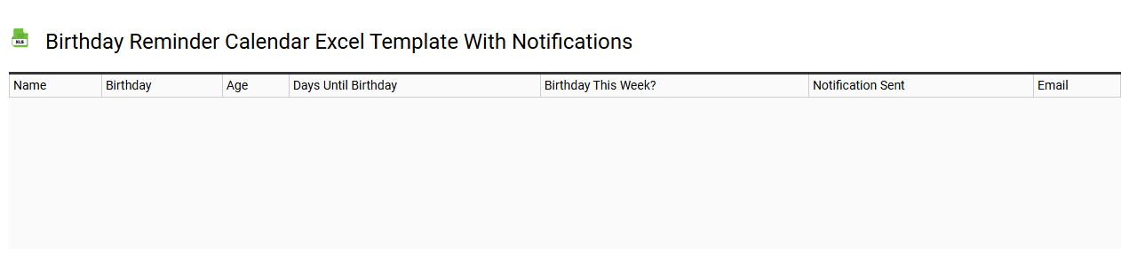 Birthday reminder calendar Excel template with notifications