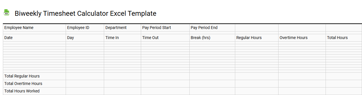 Biweekly timesheet calculator Excel template